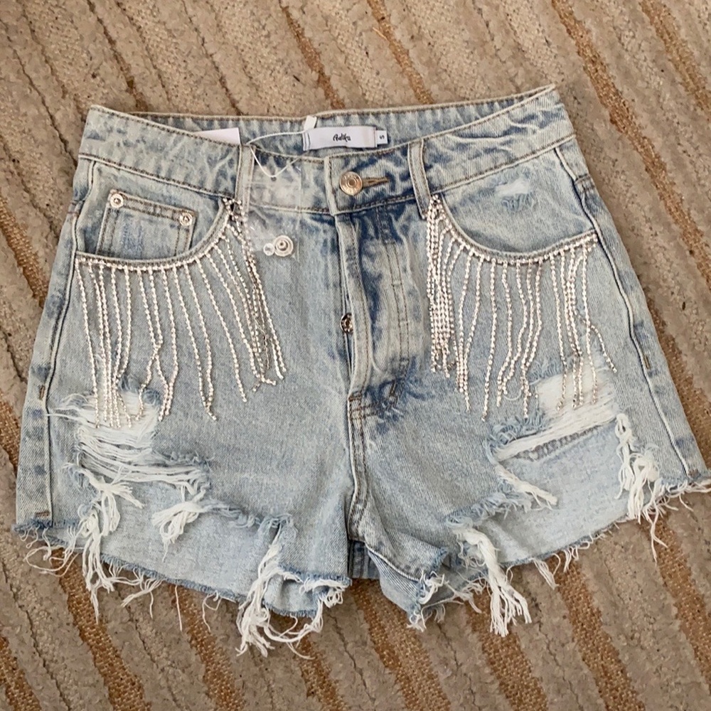 Demon high waisted with diamond metallic fringe pockets (festival ware)